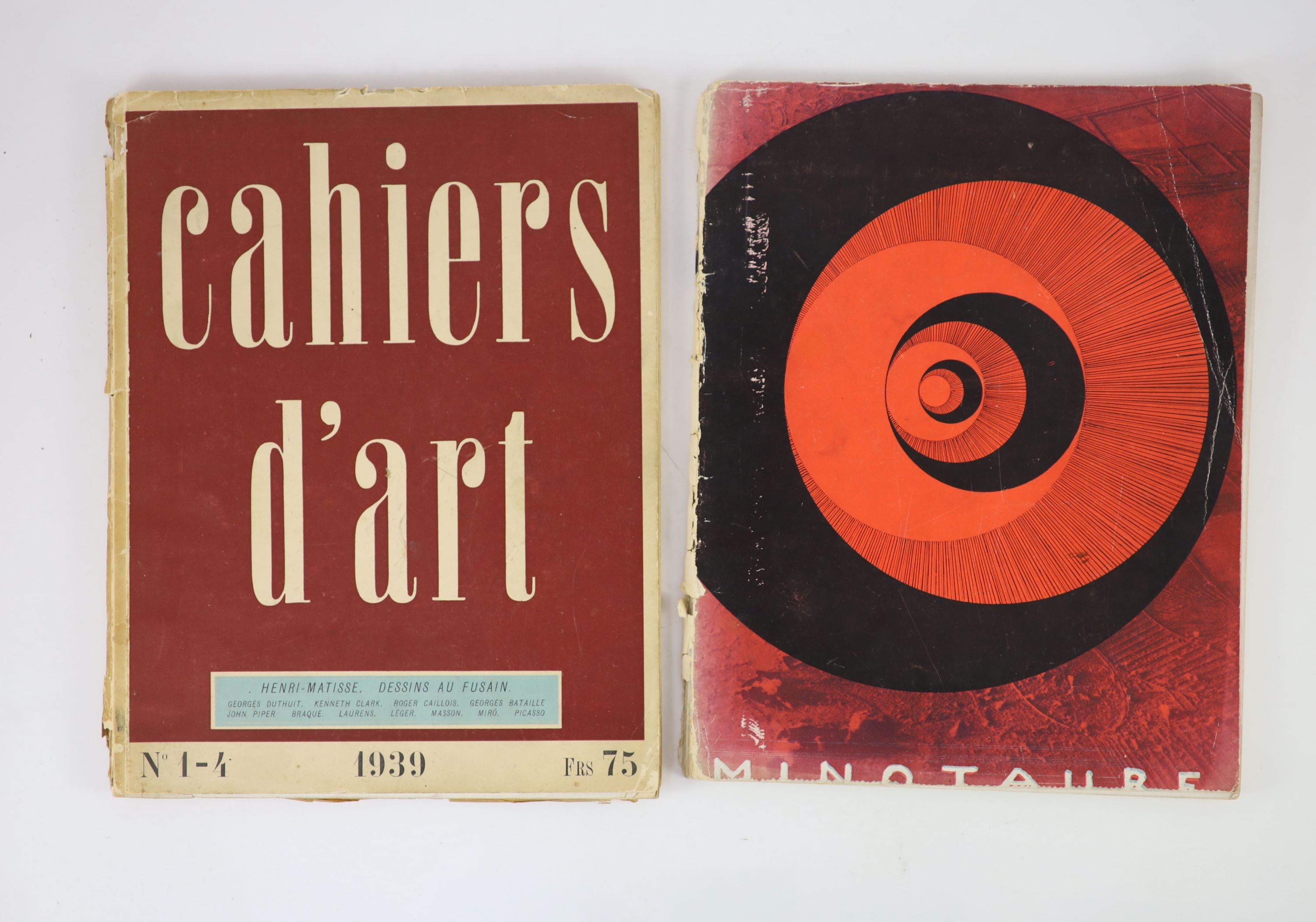 Skira, Albert. [Ed.] Minotaure. Revue Artisitique et Littéraire. No. 6 Hiver [Paris] 1935. Together with; Cahiers d’Art 14e Année. Paris, 1939.